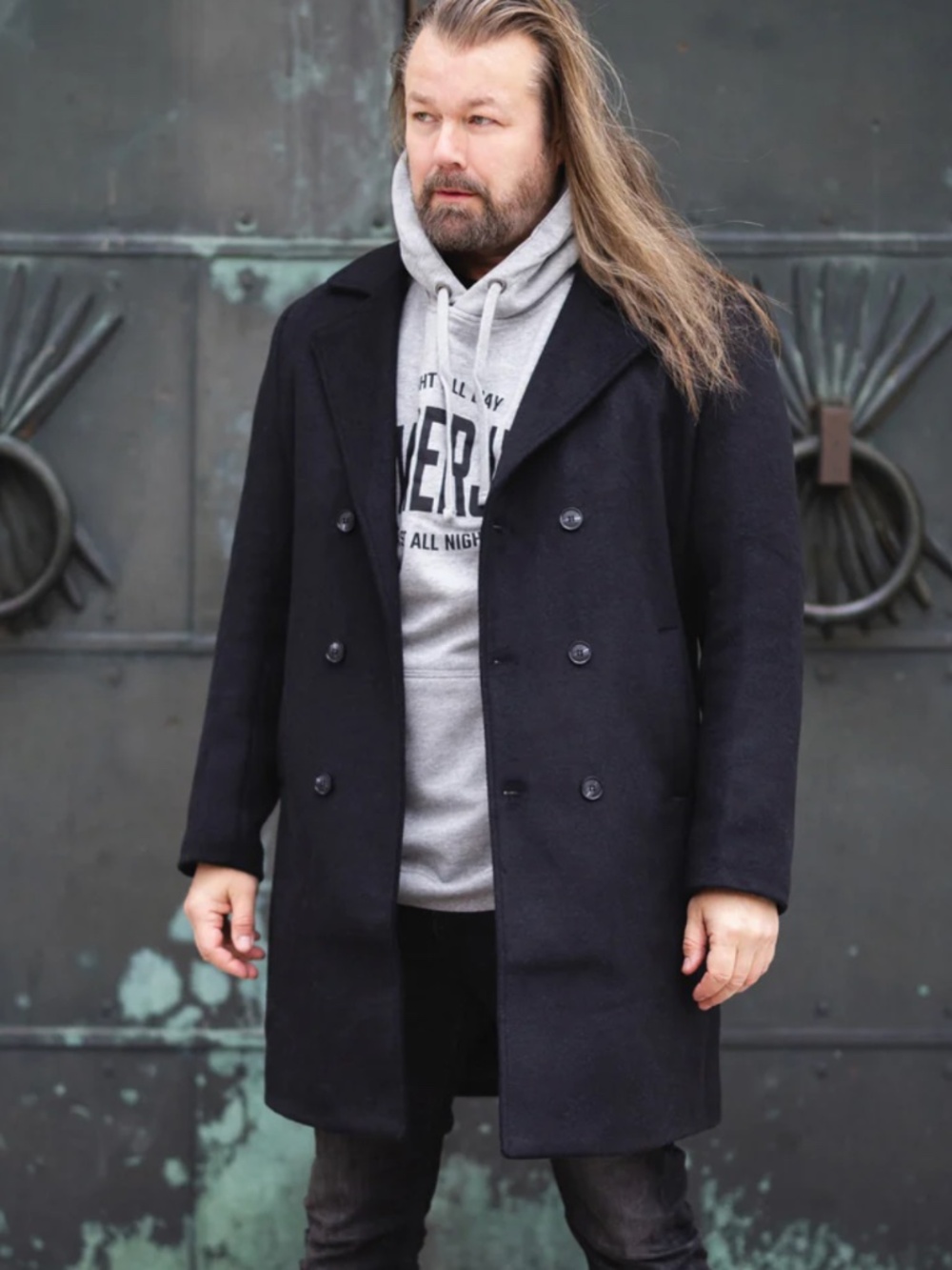 NWT, Grimfrost Viking Brand Black Wool Coat, Size 3XL